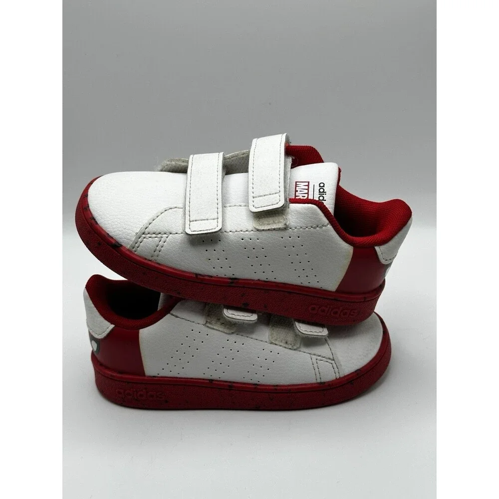 Adidas Marvel Spider-Man Advantage Toddler Shoes Size 7.5K White Red HQ8841